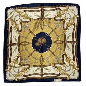 RENATO BALESTRA BLUE SCARF 100% SILK BELT PRINT 33"/34" GOOD CONDITION